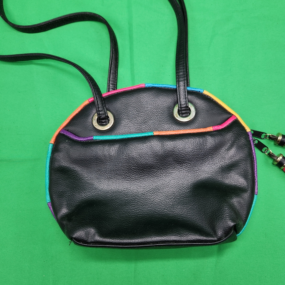VTG Monique Handbags Womens 80s Colorful Full Zip Circular Purse W/ Tassels